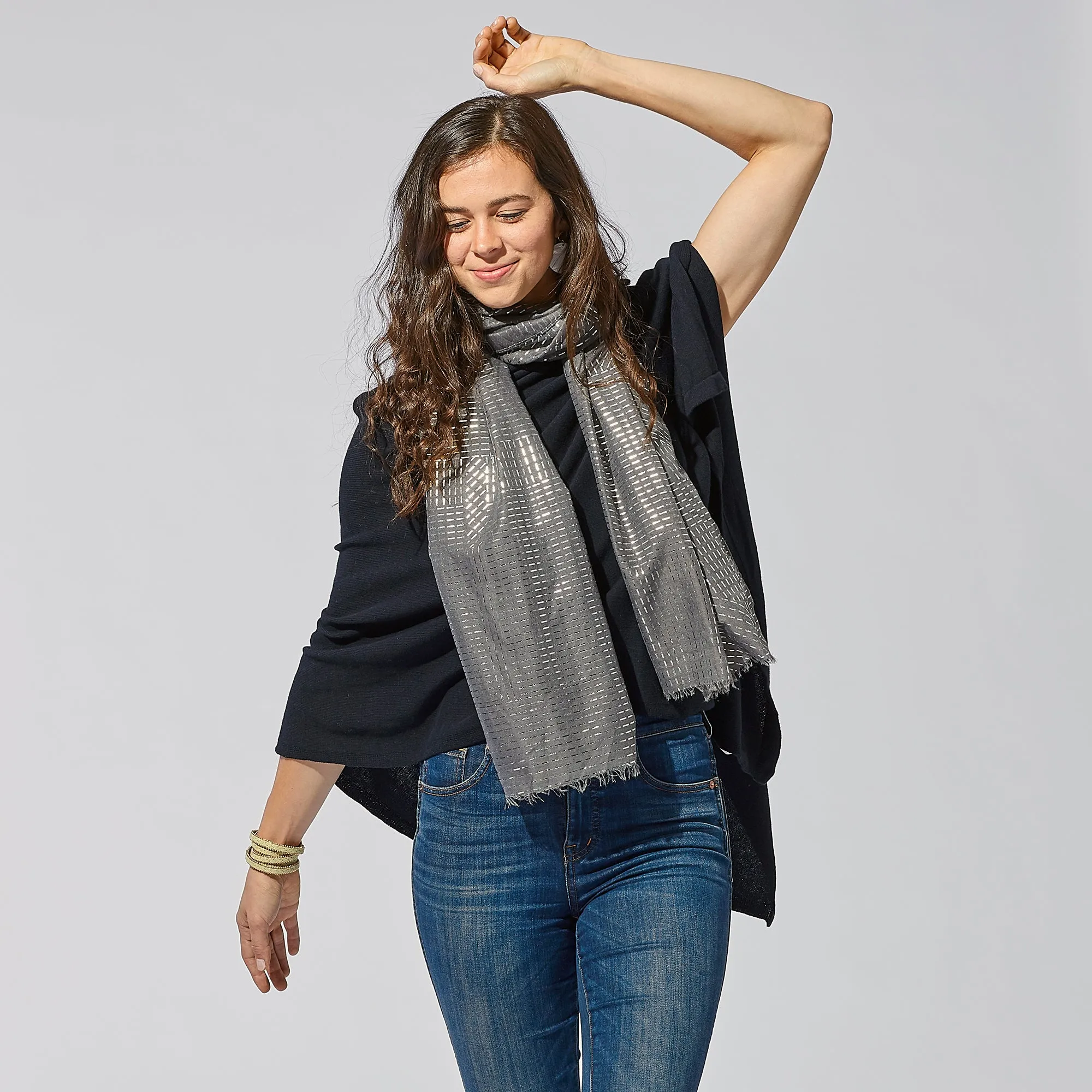 Elegant Solid Cotton Poncho - Black