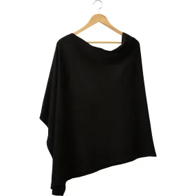 Elegant Solid Cotton Poncho - Black