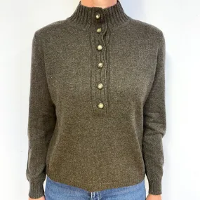 Soft Brown Cashmere Polo Neck Jumper Medium